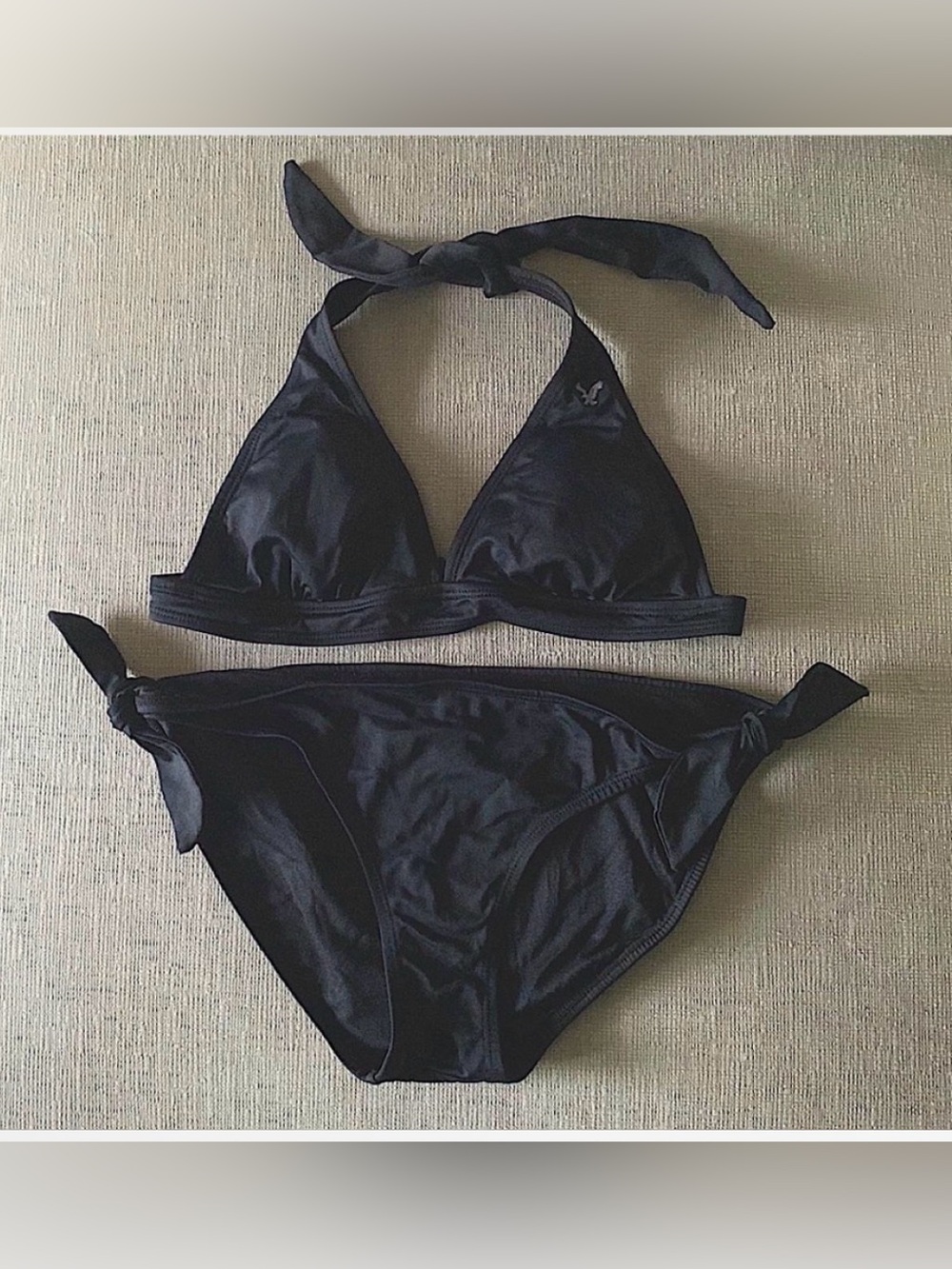 American Eagle Outfitters Black Tie-Halter Bikini Set